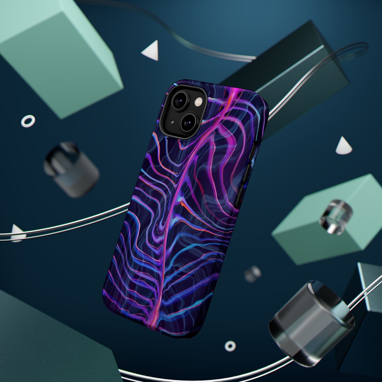 Electric Wave Magnetic Tough Case for iPhone – Vibrant, Durable Protection with a Sleek Design.