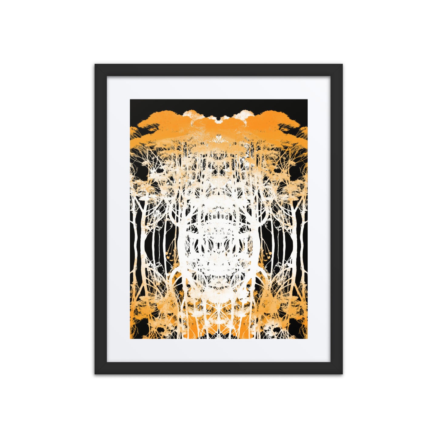 Delicate Trees Orange by Michelle Penland Dodson, Framed Art Print on Paper with Mat 16x20