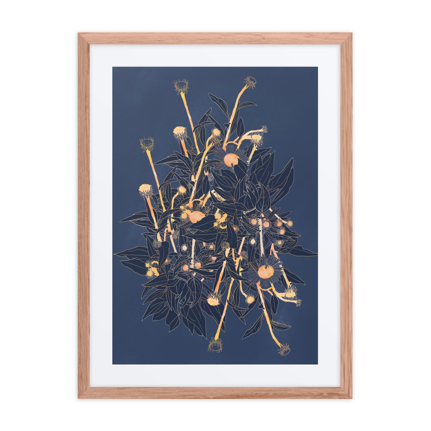 Flower Bunch Reflection by Michelle Penland Dodson, Framed Art Print on Paper with a Mat 18x24 natural wood color frame
