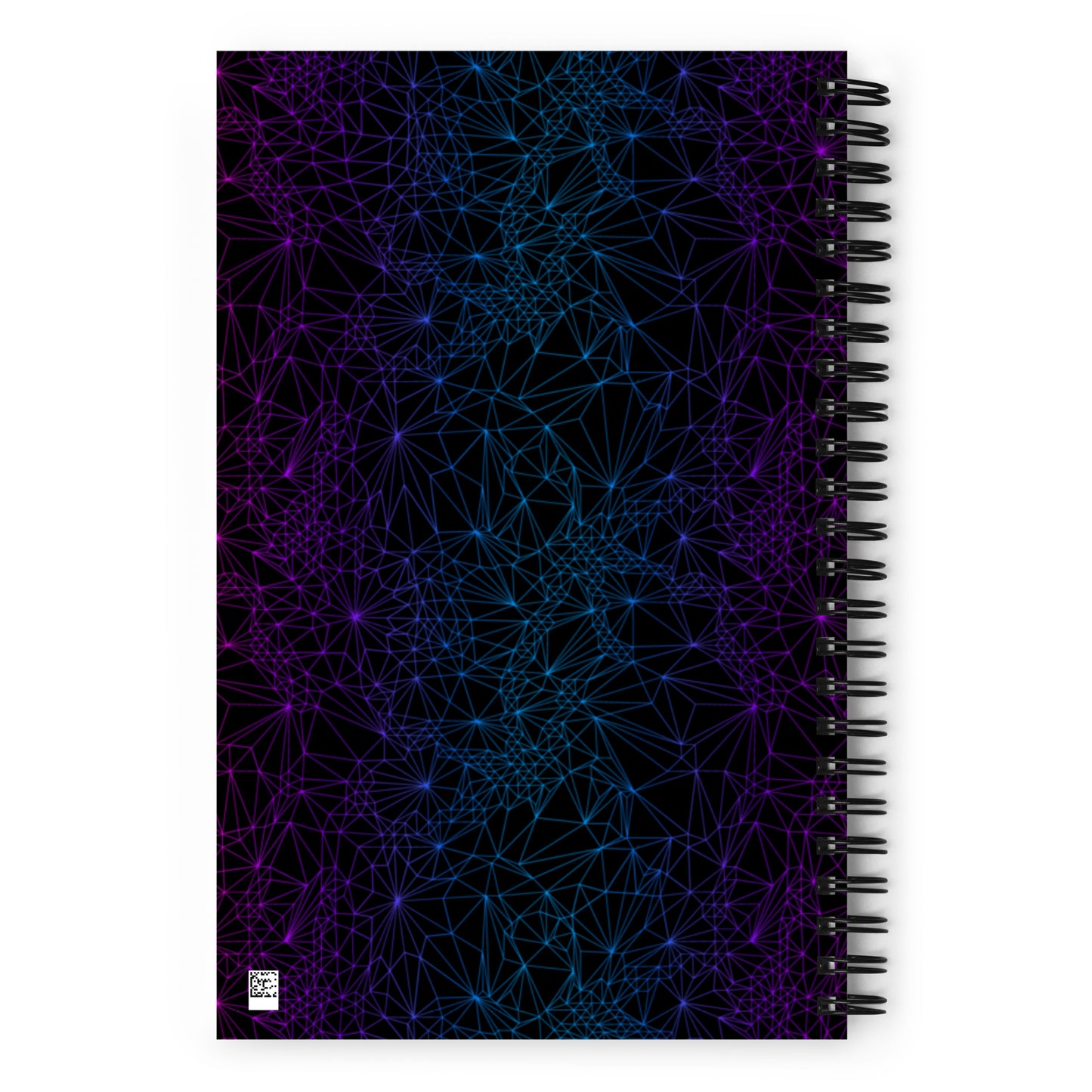 Back of the Spiral notebook with Dark Gradient Tri-Mesh Geometric Pattern