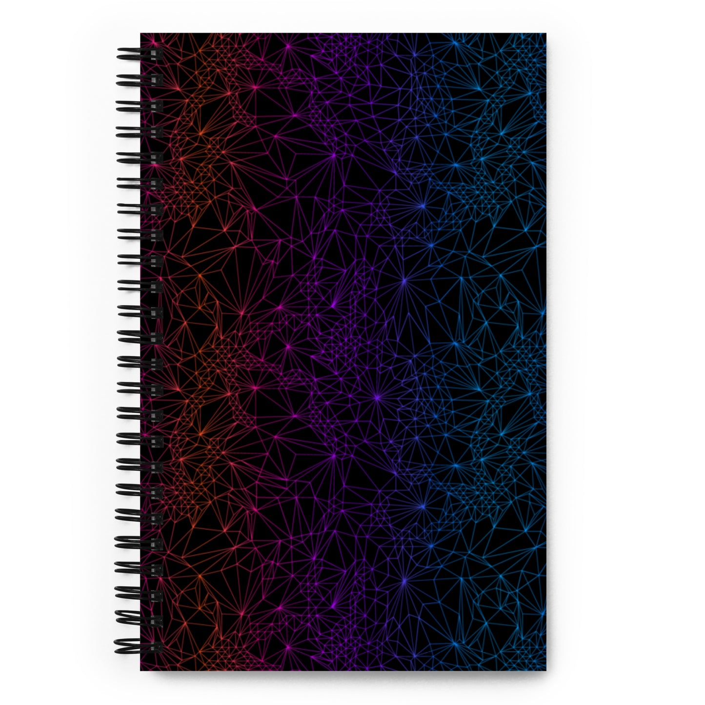 Front of the Spiral notebook with Dark Gradient Tri-Mesh Geometric Pattern