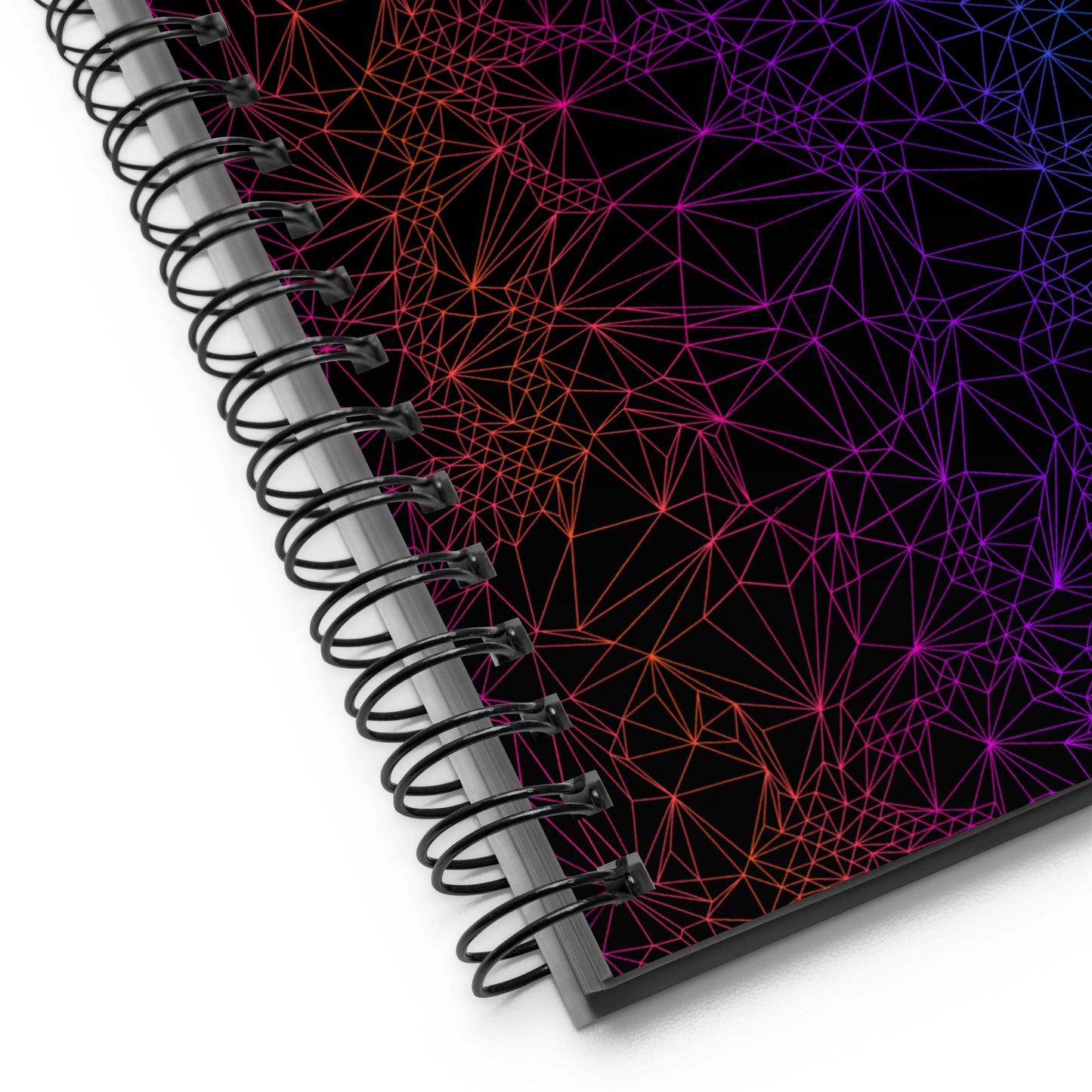 Detail of Spiral notebook with Dark Gradient Tri-Mesh Geometric Pattern