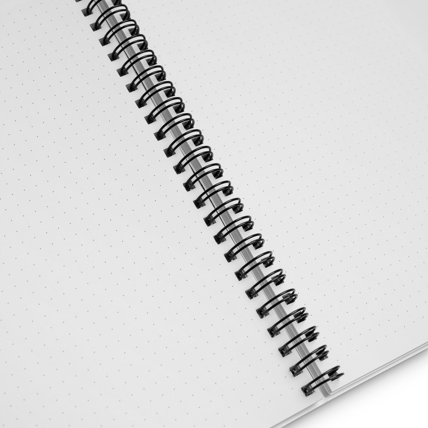 Detail of the Spiral notebook with Dark Gradient Tri-Mesh Geometric Pattern showing the dot pattern on the inner pages.
