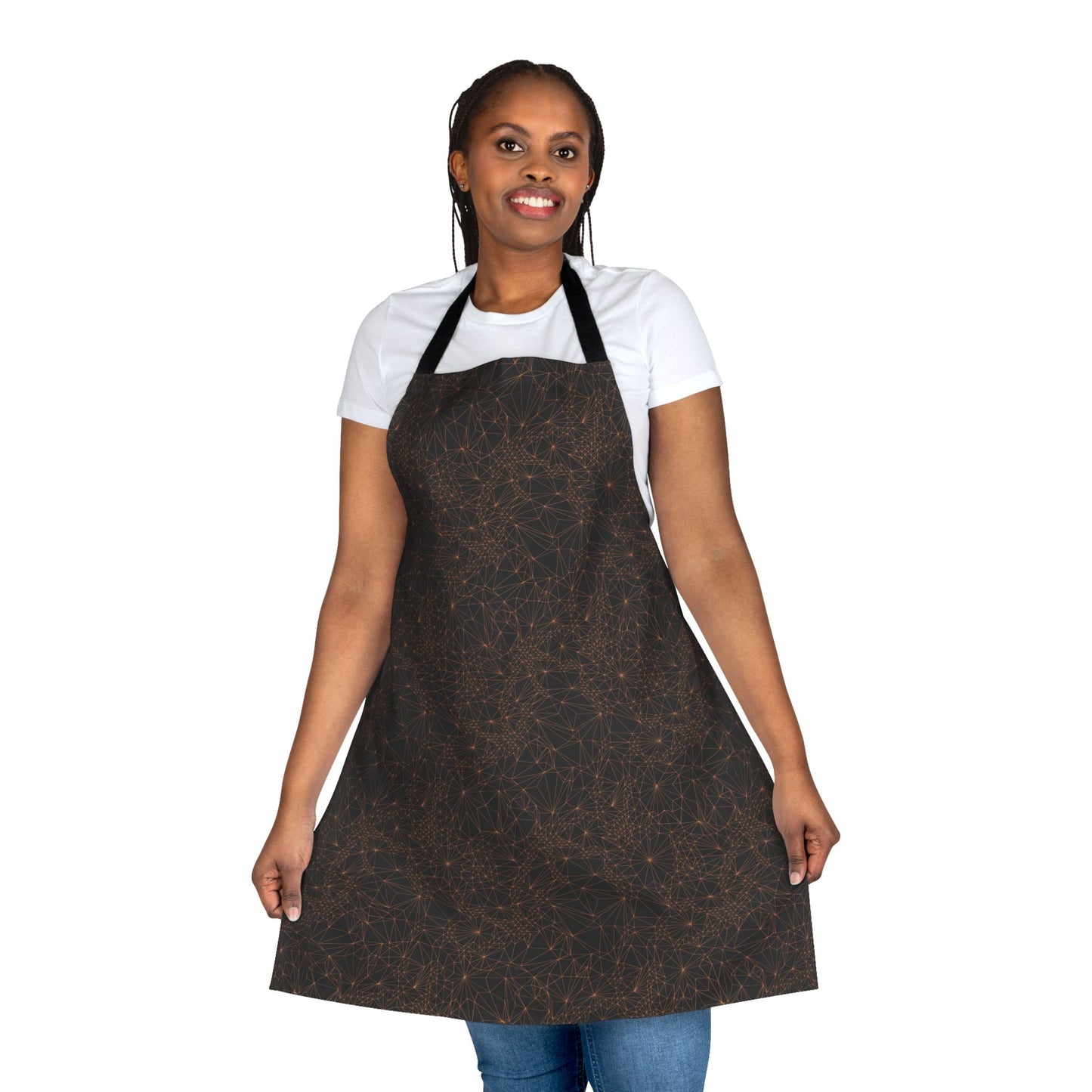 Apron, Geometric Tri Mesh Pattern, Black Straps