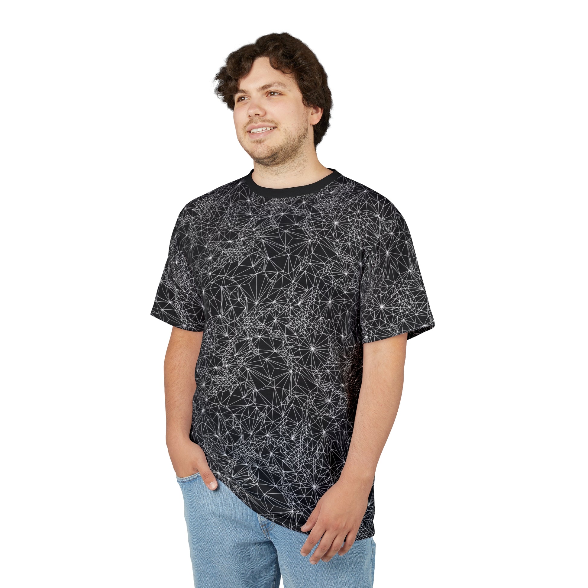 Guy wearing Black and White Tri-Geometric t-shirt 