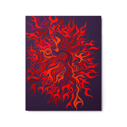 Clarity by Bryan Dodson. An abstract red and purple design on a dark purple background. Showing the 16x20 inch size print.