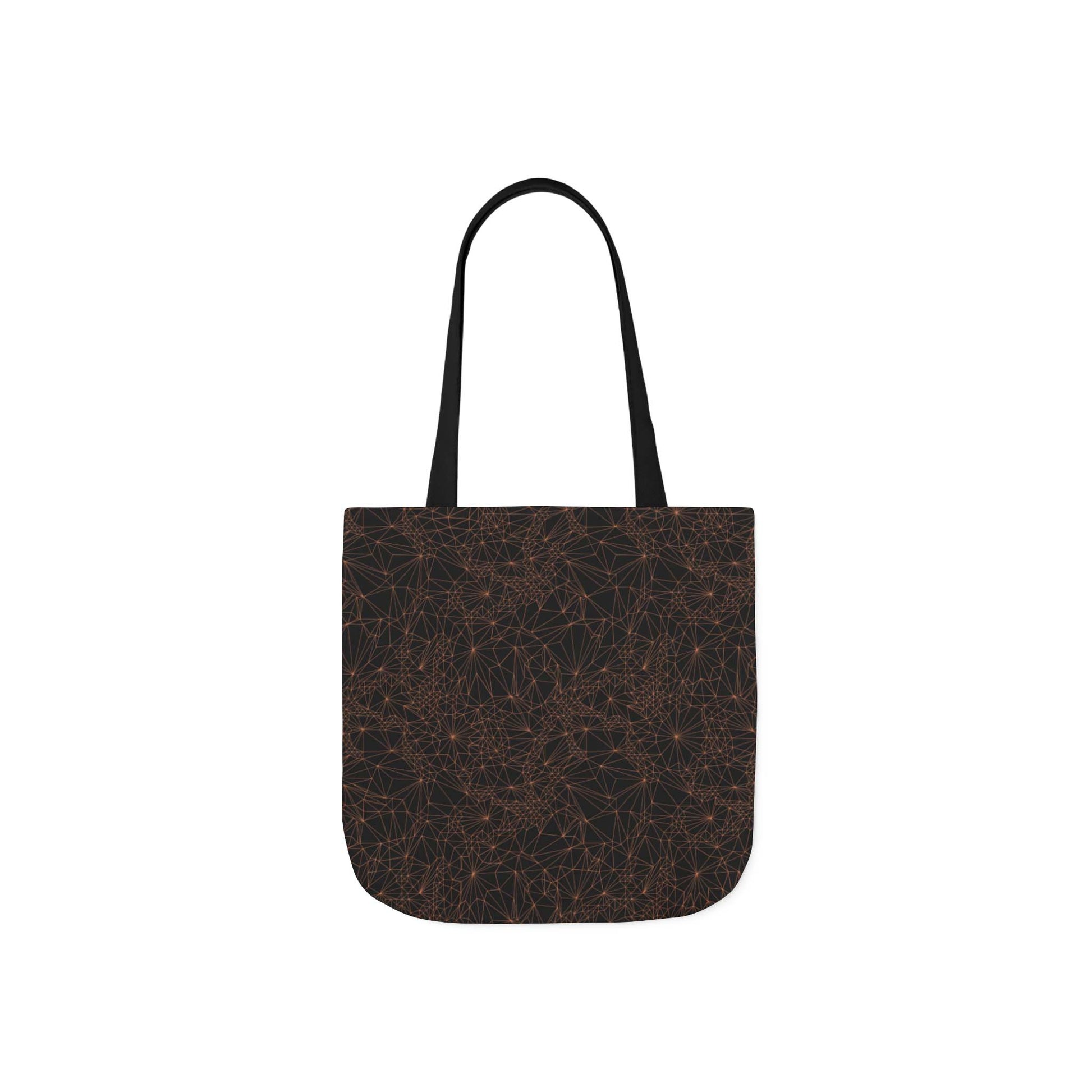Black Tri-Mesh Geometric tote bag with black handle on a white background showing the 13x13 inch version.