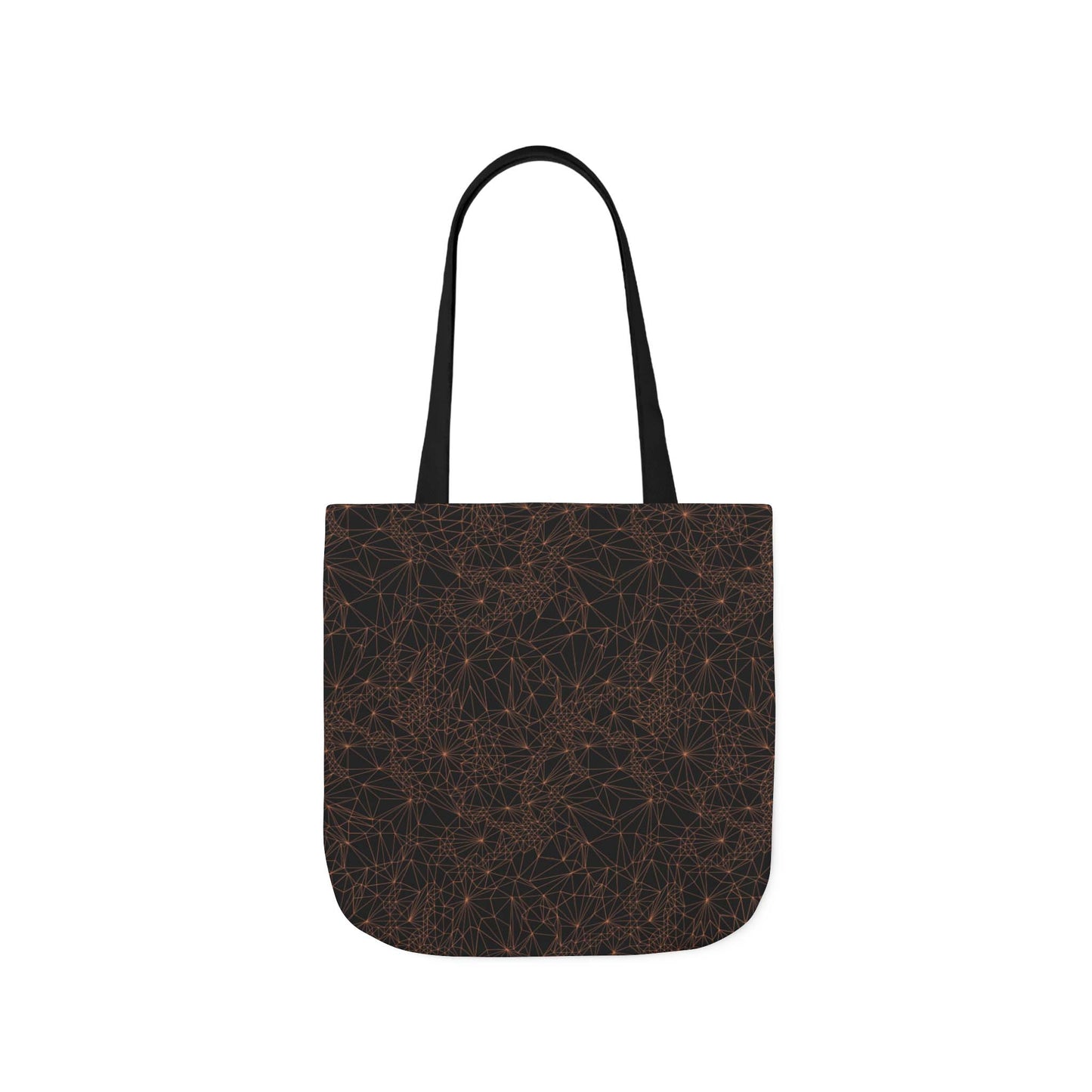 16x16 inch version of the black Tri-Mesh Geometric tote bag with black handle on a white background.