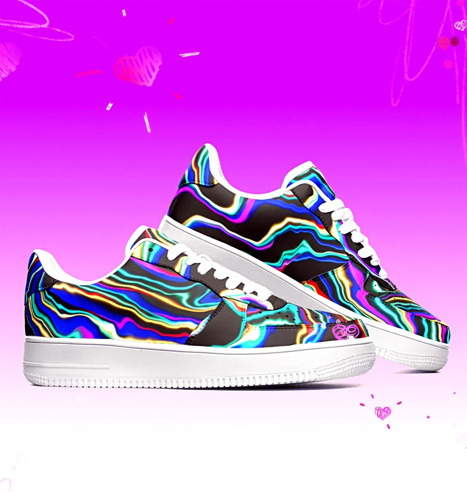 The colorful Dark Abstract sneaker shoes.