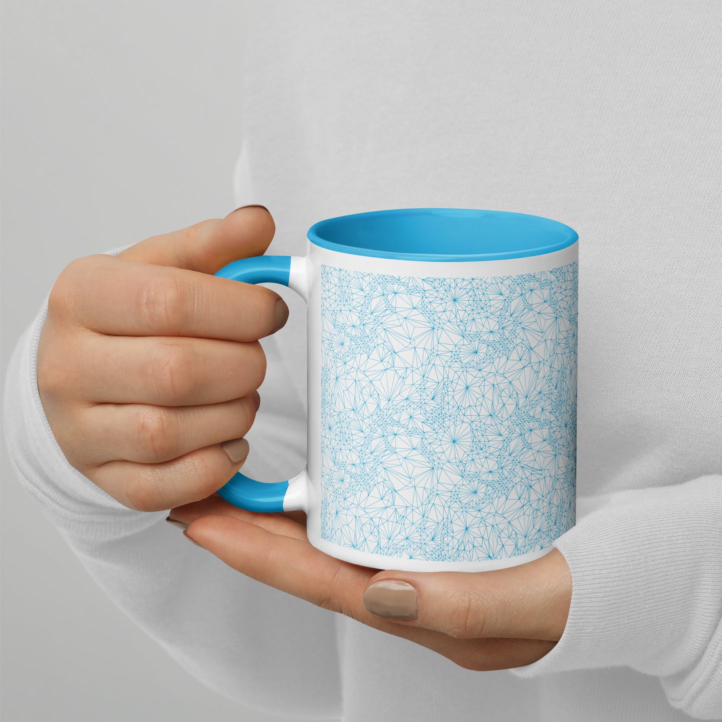 Blue Tri-Mesh Geometric Mug with Blue Interior