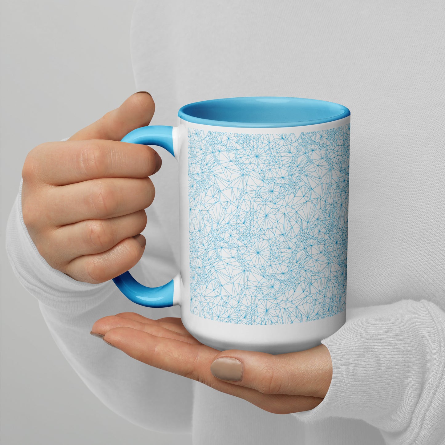 Blue Tri-Mesh Geometric Mug with Blue Interior