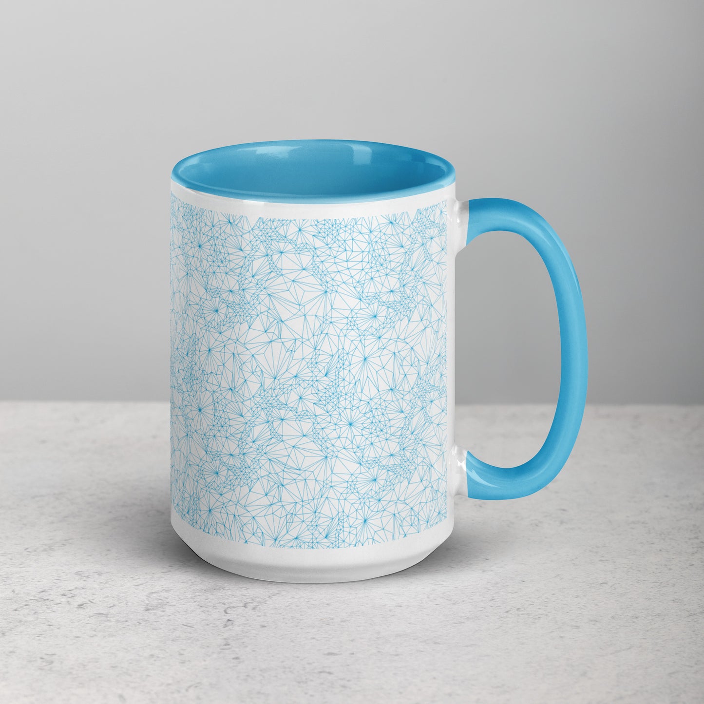 Blue Tri-Mesh Geometric Mug with Blue Interior